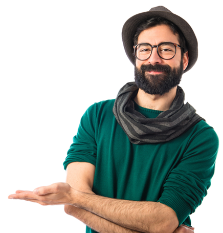 Mann mit grünen Pullover